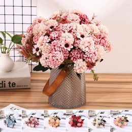 Decorative Flowers Artificial Peony Fake Flower Bridal Hydrangea Silk Autumn Decoration Wedding Home Big Bouquet Luxury Decor Pompons