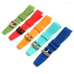 Watch Repair Kits Black Blue Red Green Rubber Strap Curved End Band Sport For SKX007 SRPD Steel Tang Buckle Bracelet Parts 22mm