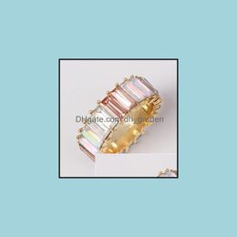 Wedding Rings Wedding Rings Top Quality Classical Mix Colour Cubic Zircon Ring For Women Gold Filled Charm Colorf Cz 2022Wedding Brit2 Dh0Rv