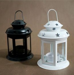 Home Decor iron glass candle holder for wedding decorations small Christmas decorative candle lantern