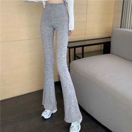 Women's Pants Capris Casual Skinny Elastic High Waist Stretchy Sports Knitted Sweatpants Women Trousers Slit Fashion Flared Leggings Joggers 2022 T221024