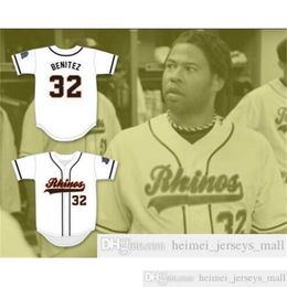 Cheap Mens Garcia 44 Rhinos White Baseball Jersey with Patch Black Grey White Raffy Benitez 32 Stitched Jerseys