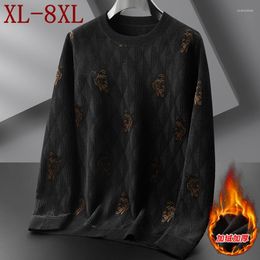 Men's Sweaters 8XL 7XL 6XL 2022 Winter Plus Velvet Sweater Men Soft Warm Fashion Printed Mens Pullover Casual Wool Pull Homme