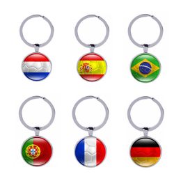 Keychains Lanyards World Cup Keychain Flag Football Keyrings 32 Teams Soccer Fans Souvenir Promotion Gifts Brazil Key Ring Holder 10pcsLot 221024