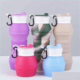 Water Bottles Sile Collapsible Water Bottle Outdoors Motion Travel Kettle Party Gift Cup Stock Product For Children Drop Delivery 202 Dh74G