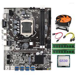 Motherboards -B75 BTC Mining Motherboard G530 CPU SATA Cable 2XDDR3 4GB 1333Mhz RAM LGA1155 8XPCIE To USB B75