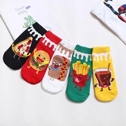 Men's Socks 1 Pair Anime Movie Cartoon Funny Hamburger Fries Fruit Novelty Non-slip Cool Ankle Woman