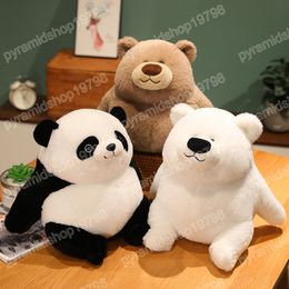 Soft Teddy Bear Panda Plush Toys Brown White Bear Kawaii Hugging Pillow Stuffed Animal Cushion Children Birthday Gift