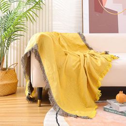 Blankets White Cotton Polyester Blanket Soft Throw On Sofa Bed Plane Travel Plaids Adult Home Textile Solid Color Rugs