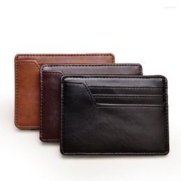 Wallets Arrival Small Men's Leather Magic Wallet Bank Case Cash Holder Money Clip Bus Card Bag Mini Purse For Man