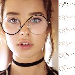 2022 vetri di mezze in metallo Anti Blue Lenses Glasshi rotondi Donne Spettacoli Daily Decoration Eyewear Accessori per occhiali per occhiali