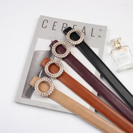 Belts Rhinestone Buckle Adjustable Waistband European Plain PU Leather Strap Waist Belt Long Dress Accessories Lady Casual Waistbands