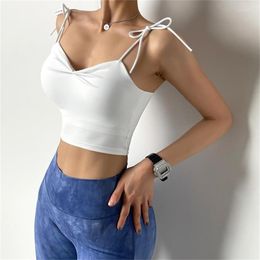 Yoga Outfit Crop Tops Sports Bra Beautiful Strappy Workout Vest Women Naked-feel Wireless Fitness Bras Padded Push Up Athletic