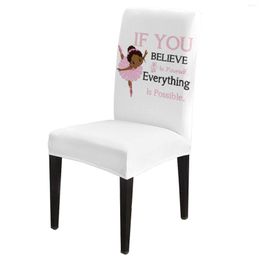 Chair Covers Pink African Ballet Girl Inspirational Cover Dining Spandex Stretch Seat Home Office Decoration Desk Case Set