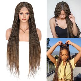 Full Head Lace Box Braided Wigs Synthetic Remy Hair Wig that look real A81112
