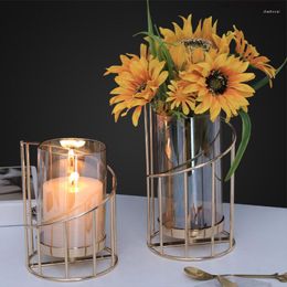 Candle Holders Golden Glass Candlestick Living Room Decor Iron Holder For Table Wedding Home Decoration Nordic Cup Metal Ornament