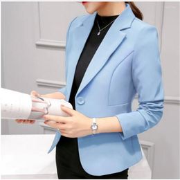 Women's Suits Spring Autumn Slim Fit Women Formal Jackets Office Work Suit Open Front Notched Ladies Solid Black Coat Fashion Coats Tops