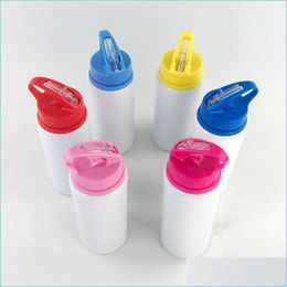 Water Bottles Sublimation Blanks Water Bottles Colour Er Big Mouth Suction Nozzle Aluminium Cup Sports Women Men White Kettle Heat Resi Dhcja