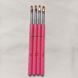Makeup Tools 10 Pcs 6 Pink Metal Handle Nylon Hair Nail Brush Oval French UV Gel Manicure Art Painting Pen 10pcslot 221024