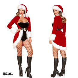 Stage Wear Ladies Christmas Sexy Dress Set Fashion Tube Tops Romper and Long Sleeve Coat Party Come T220901