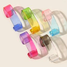 Bangle INES Colourful Gradient Transparent Clear Acrylic Resin Geometric Open Bracelet For Women Girls Party Travel Jewellery