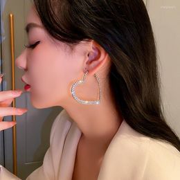 Hoop Earrings Exaggerated Sexy Full Rhinestone Gothic Love Temperament Hollow Out Large Heart Individuality Jewellery For Lady