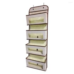 Storage Boxes Bathroom Baby Nursery Bag Clear Window Hooks Dorm Space Saving With 4 Pockets Non-woven Over The Door Organiser Closet