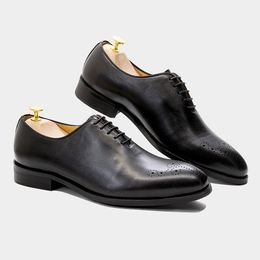 2022 Autumn Mens Formal Shoes Handmade Whole-cut Oxford Business European Style Lace-up Full Grain Leather Dress Shoes for Men