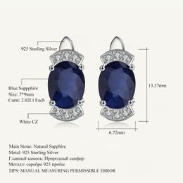 Stud Earrings GEM'S BALLET 2.02Ct Oval Natural Blue Sapphire Classic 925 Sterling Silver For Women Wedding Jewellery