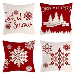 Christmas Decorations Decor Pillow Covers Set Of 4 Farmhouse Holiday Rustic Linen Case For Sofa Couch Decorat
