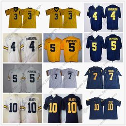 American College Football Wear NCAA Michigan Wolverines Football Jersey Rashan Gary Jim Harbaugh Jabrill Peppers Khaleke Hudson Tom Brady White High Quality Jerse