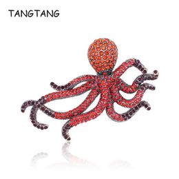 Pins Brooches Octopus For Men lti Fish Full Rhinones Antique Silver Colour Jewellery Accessories L221024