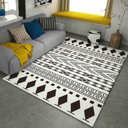 Carpets Fashion Modern Brief Black White Geometric Ethnic Print Doormat/Kitchen Mat Living Room Bedroom Parlor Area Rug Decor Carpet