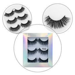 Handmade Reusable Multilayer False Eyelashes Soft & Vivid Curly Thick Mink Fake Lashes Extensions Makeup for Eyes with Laser Packing Box 10 Models DHL