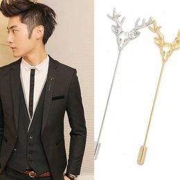 Pins Brooches 2PCS Creative Vintage Deer Antler Men's Suit Accessories Collar Ornament Evening Cloing Jewelry L221024