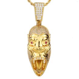 Necklace Earrings Set Fashion Classic Luxury Cool Hip Hop Orangutan Full Stone Big Pendant Dubai European Zircon Men's Party Jewellery