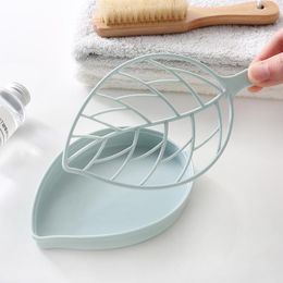 Leaf Shape Soap Dish Double Layers Drainage Rack Soap Holder Case Plastic Creative Household Bathroom Accessories RRE15376