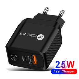 25W PD QC3.0 Quick Charging USB Charger For Xiaomi Samsung Huawei Fast Charging Wall Phone Adapter