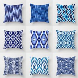 Pillow Nordic Minimalist Style Blue Printing Geometric Graphics Art Pillowcase Cover Home Decoration Sofa Car