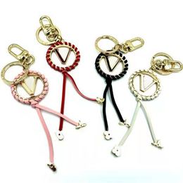 Lover Keychains Fashion Weave Designers Car Keyrings Leather Big Circle Key Chain Men Women Bag Holder Accessories