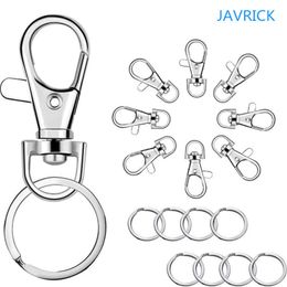 Keychains Lanyards 100Pcs Hooks with Key Rings Clip Hook Ring for Lanyard Jewellery Making DIY Crafts Findings 221024
