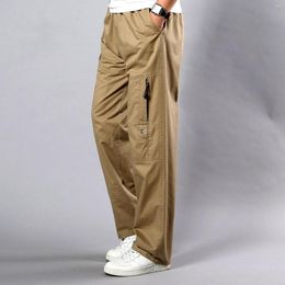 Men's Pants Mens Plus Size Cargo Solid Colour Autumn Overalls Casual All Match Fashionable Woven Long With Pockets