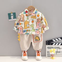 Baby Boys Clothes Autumn Kids Clothing Sets Cartoon Dinosaur Shirt Pants 2 Pieces Children Suit Toddler For 0 1 2 3 4 Years