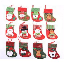 Christmas Decorations Sequins Stocking hangers Gift Bag Stocking Snowman Santa Claus Elk Tree Decoration Socks Xmas Stockings SN6855