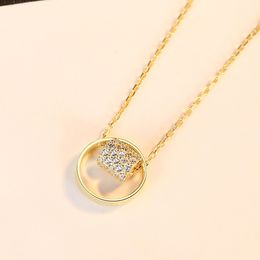 New s925 Silver Ring Pendant Necklace Women Jewellery Micro Set Zircon Cylinder Plated 18k Gold Necklace Accessories Anniversary Gift
