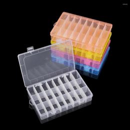 Jewelry Pouches 24 Grids Plastic Storage Boxes Slots Adjustable Transparent Case Organizer For Beads Earring Display Box