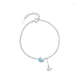 Anklets 럭셔리 디자이너 Real 925 여성용 스털링 실버 발목 팔찌 품질 사랑스러운 고래 돌고래 장식 레이디 Anklet