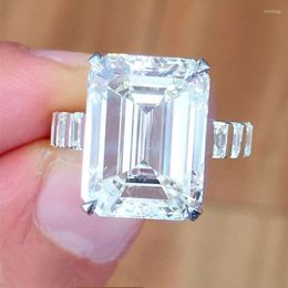 Wedding Rings Brilliant Princess Cut White Cubic Zirconia Solitaire Engagement For Women Banquet Party Jewellery Gift