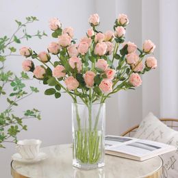 Decorative Flowers Eye-catching Fake Vibrant Colour Artificial Maintenance Free Flower Arrangement Long Stem Silk Rose