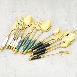 Dinnerware Sets Gold Marbled Ceramic Cutlery Set Storage Tray Stainless Steel Knife Spoon Fork Tableware Coffee Cake Dinner